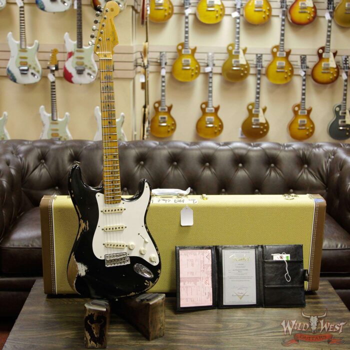 Fender Custom Shop 1957 Stratocaster Reissue Heavy Relic Maple Neck Black - Image 10