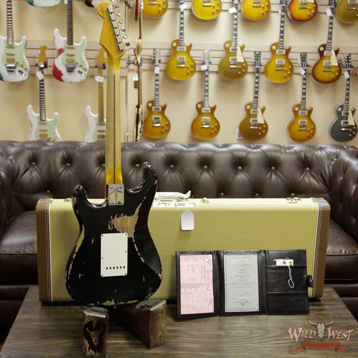 Fender Custom Shop 1957 Stratocaster Reissue Heavy Relic Maple Neck Black - Image 12