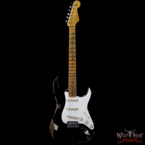 Fender Custom Shop 1957 Stratocaster Reissue Heavy Relic Maple Neck Black - Image 4