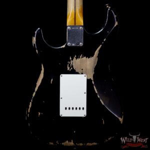 Fender Custom Shop 1957 Stratocaster Reissue Heavy Relic Maple Neck Black - Image 5