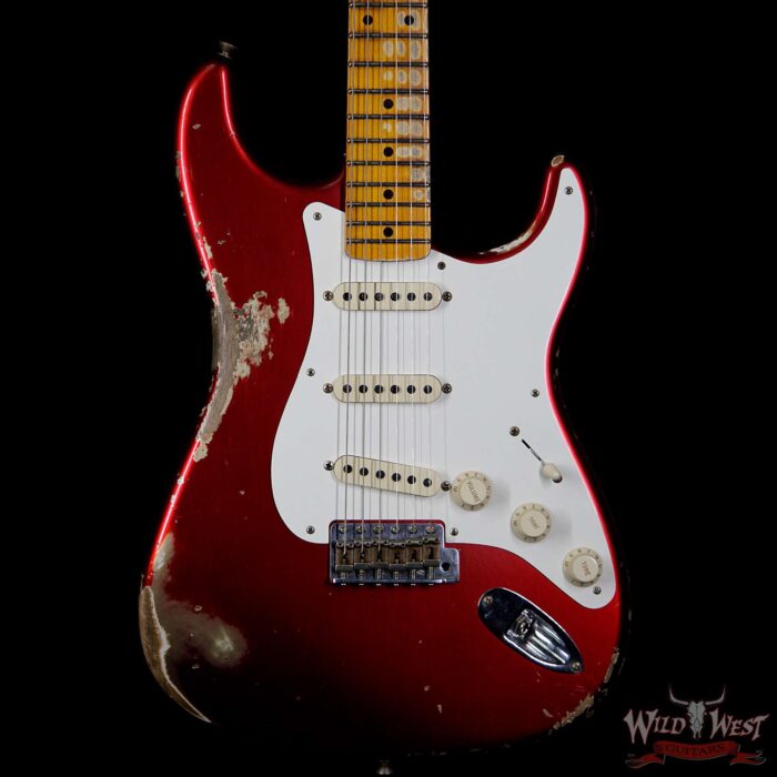 Fender Custom Shop 1957 Stratocaster Heavy Relic Maple Neck Candy Apple Red - Image 3