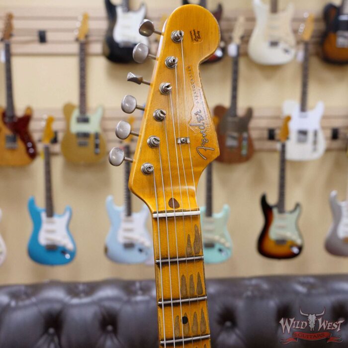 Fender Custom Shop Limited Edition 1957 Stratocaster Heavy Relic Hand-Wound Pickups Fiesta Red over 2 Tone Sunburst - Image 7