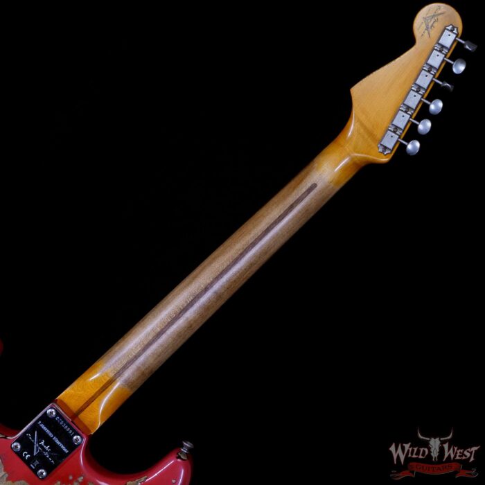 Fender Custom Shop Limited Edition 1957 Stratocaster Heavy Relic Hand-Wound Pickups Fiesta Red over 2 Tone Sunburst - Image 5