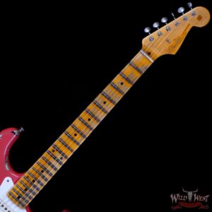 Fender Custom Shop Limited Edition 1957 Stratocaster Heavy Relic Hand-Wound Pickups Fiesta Red over 2 Tone Sunburst - Image 4