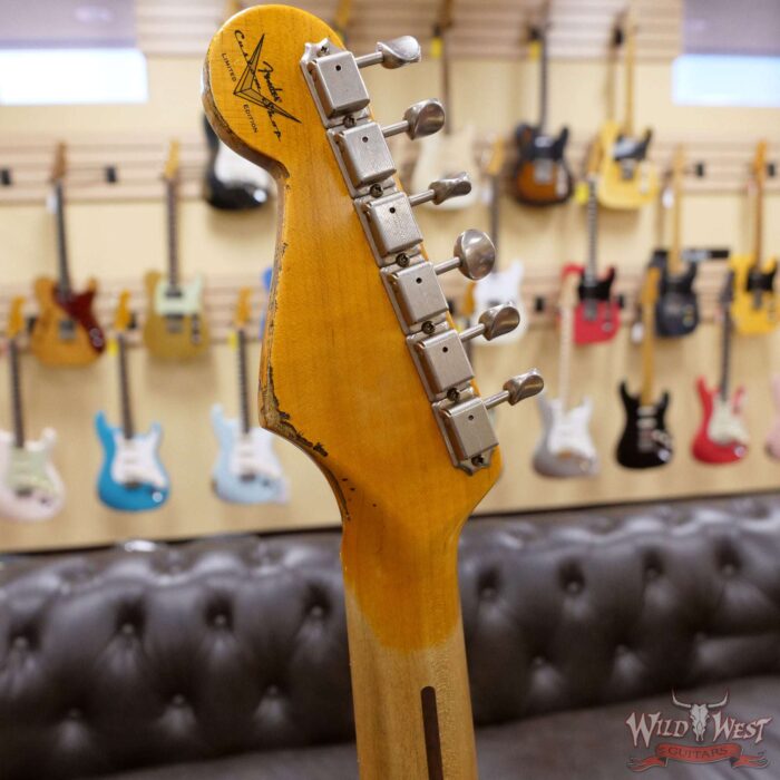 Fender Custom Shop Limited Edition 1957 Stratocaster Heavy Relic Hand-Wound Pickups Taos Turquoise over 2 Tone Sunburst - Image 10