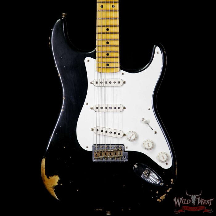 Fender Custom Shop Collection 1957 Stratocaster Relic Maple Neck & Fretboard Black - Image 3