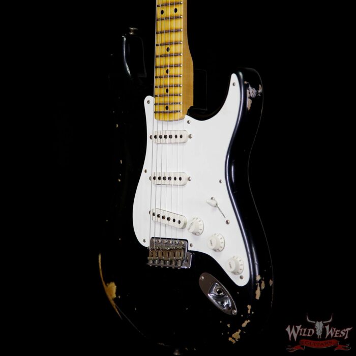 Fender Custom Shop Collection 1957 Stratocaster Relic Maple Neck & Fretboard Black - Image 2
