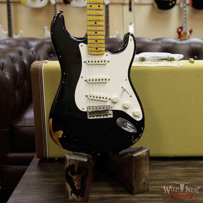 Fender Custom Shop Collection 1957 Stratocaster Relic Maple Neck & Fretboard Black - Image 12