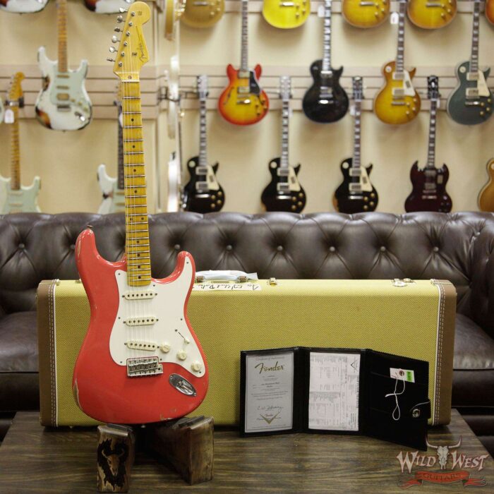 2018 Fender Custom Shop 1957 Stratocaster Relic Maple Neck Fiesta Red - Image 3