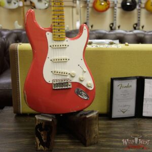 2018 Fender Custom Shop 1957 Stratocaster Relic Maple Neck Fiesta Red - Image 4