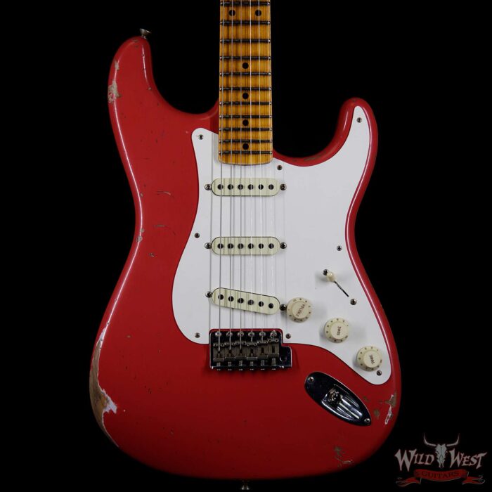 Fender Custom Shop 1957 Stratocaster Relic Maple Neck Fiesta Red - Image 3