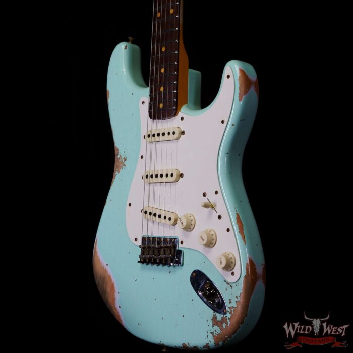 Fender Custom Shop 1959 Stratocaster AAA Rosewood Board Hand-Wound Pickups Heavy Relic Faded Aged Surf Green - Image 2