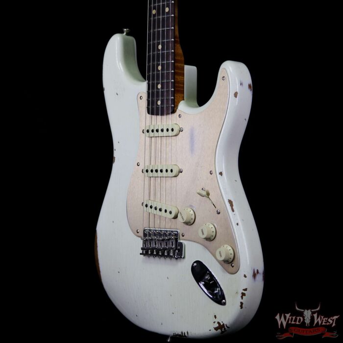 Fender Custom Shop 1960 Roasted Stratocaster Relic AAA Birdseye Maple Neck 3A Rosewood Slab Board Aged Olympic White - Image 2