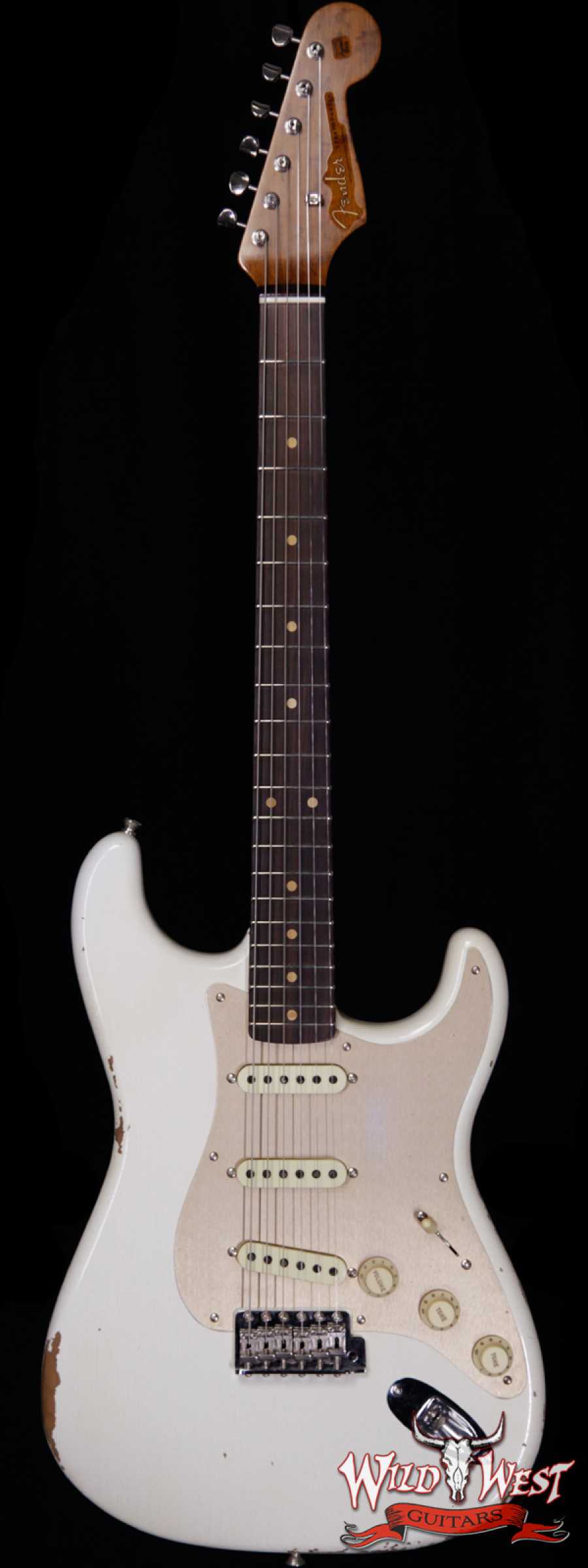 fendercs-1960rststrat-aow-cz5394711-main__wwg_large.jpg Fender Custom Shop Roasted 1960 Stratocaster Relic 3A Birdseye Maple Neck 3A Rosewood Board Aged Olympic White - Image 1