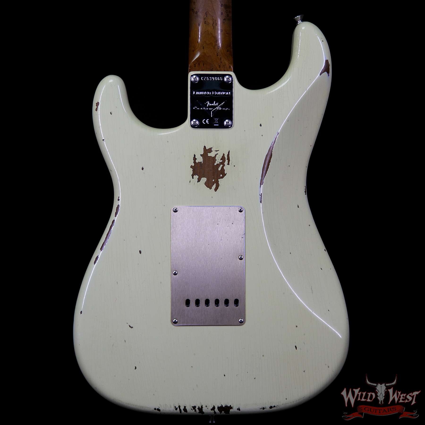 fendercs-1960rststrat-aow-cz539865-bb__wwg.jpg Fender Custom Shop 1960 Roasted Stratocaster Relic AAA Birdseye Maple Neck 3A Rosewood Slab Board Aged Vintage White - Image 6