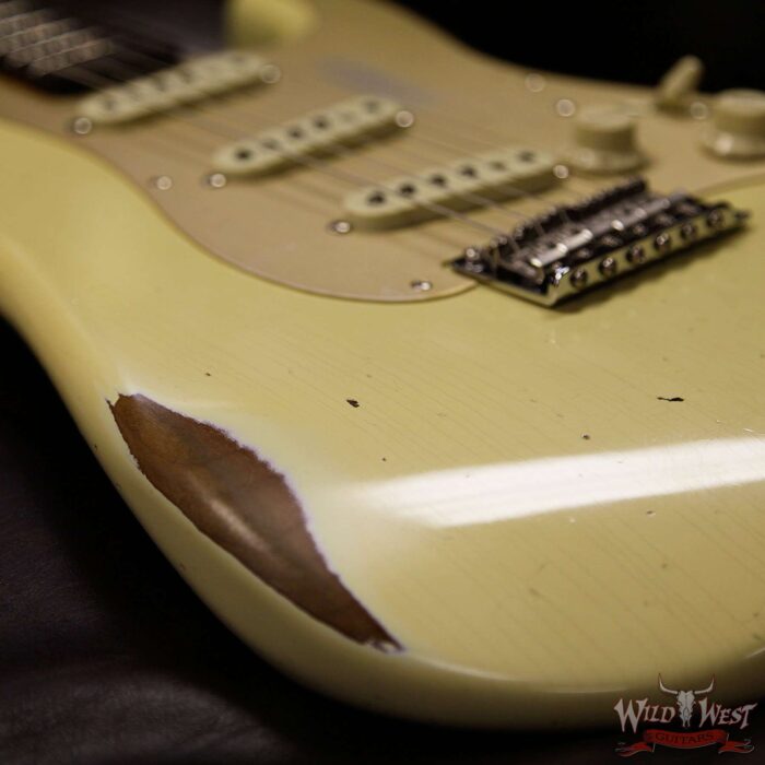 Fender Custom Shop 1960 Roasted Stratocaster Relic AAA Birdseye Maple Neck 3A Rosewood Slab Board Aged Vintage White - Image 13