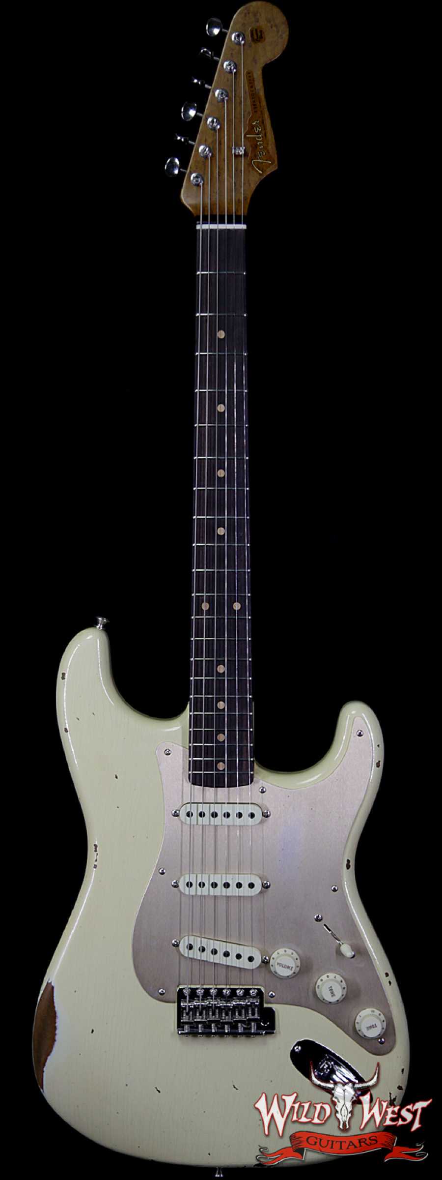 fendercs-1960rststrat-aow-cz539865-main__wwg_large.jpg Fender Custom Shop 1960 Roasted Stratocaster Relic AAA Birdseye Maple Neck 3A Rosewood Slab Board Aged Vintage White - Image 1