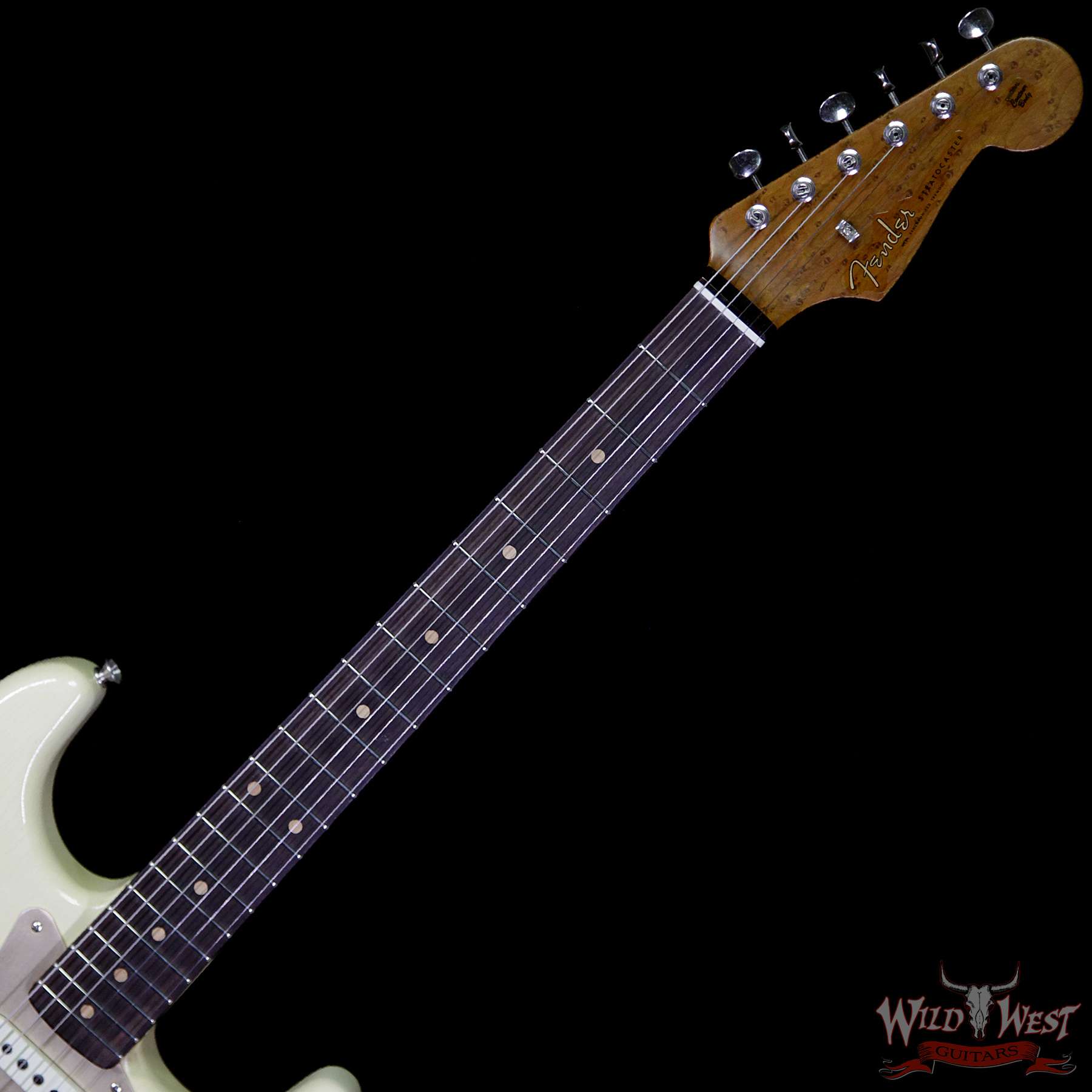 fendercs-1960rststrat-aow-cz539865-nf__wwg.jpg Fender Custom Shop 1960 Roasted Stratocaster Relic AAA Birdseye Maple Neck 3A Rosewood Slab Board Aged Vintage White - Image 8