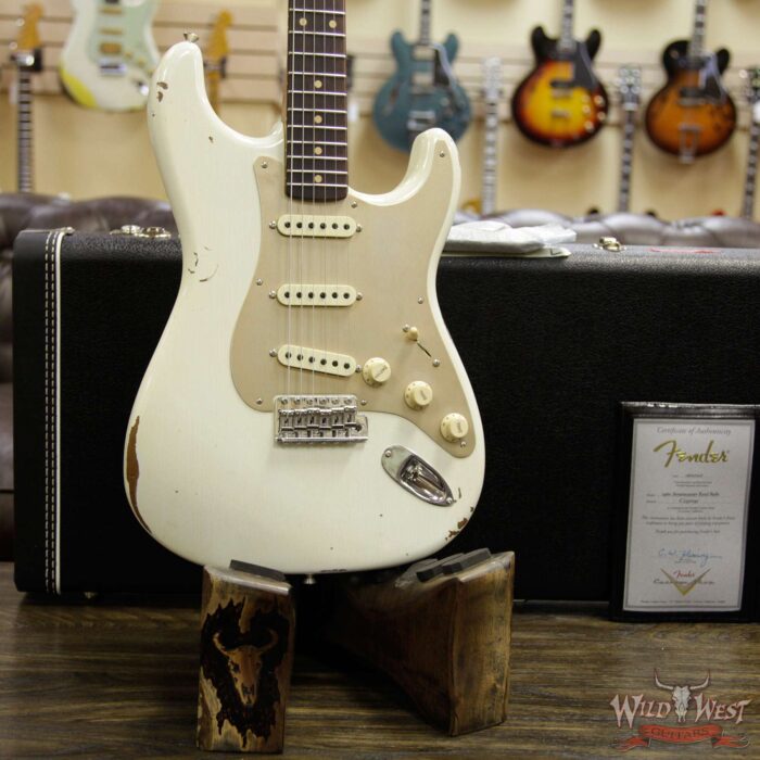 Fender Custom Shop 30th Anniversary LTD Roasted 1960 Stratocaster Relic Birdseye Neck Rosewood Board Aged Olympic White - Image 13