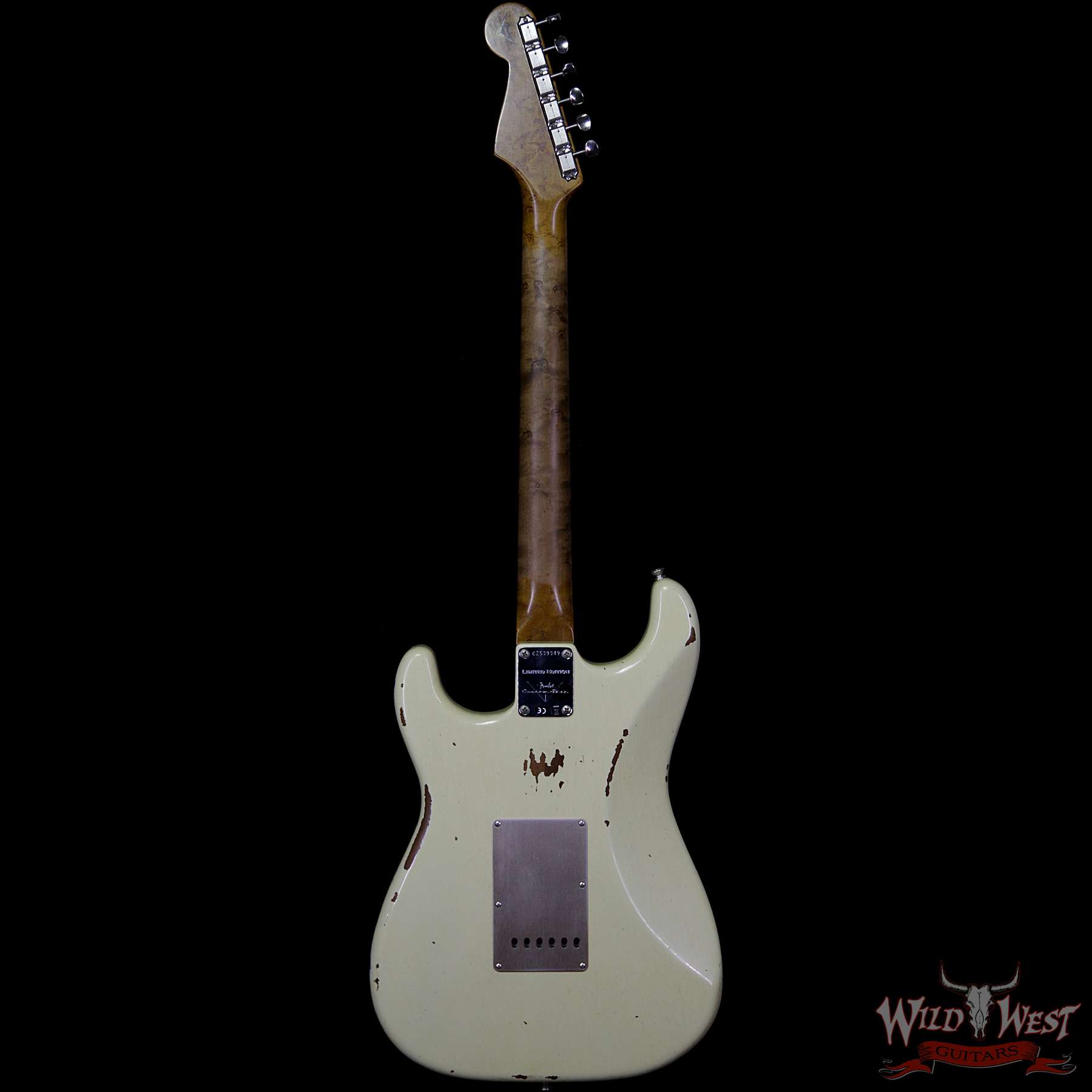 fendercs-1960rststrat-avw-cz539349-b__wwg.jpg Fender Custom Shop Roasted 1960 Stratocaster Relic Birdseye Maple Neck AAA Rosewood Aged Vintage White - Image 5