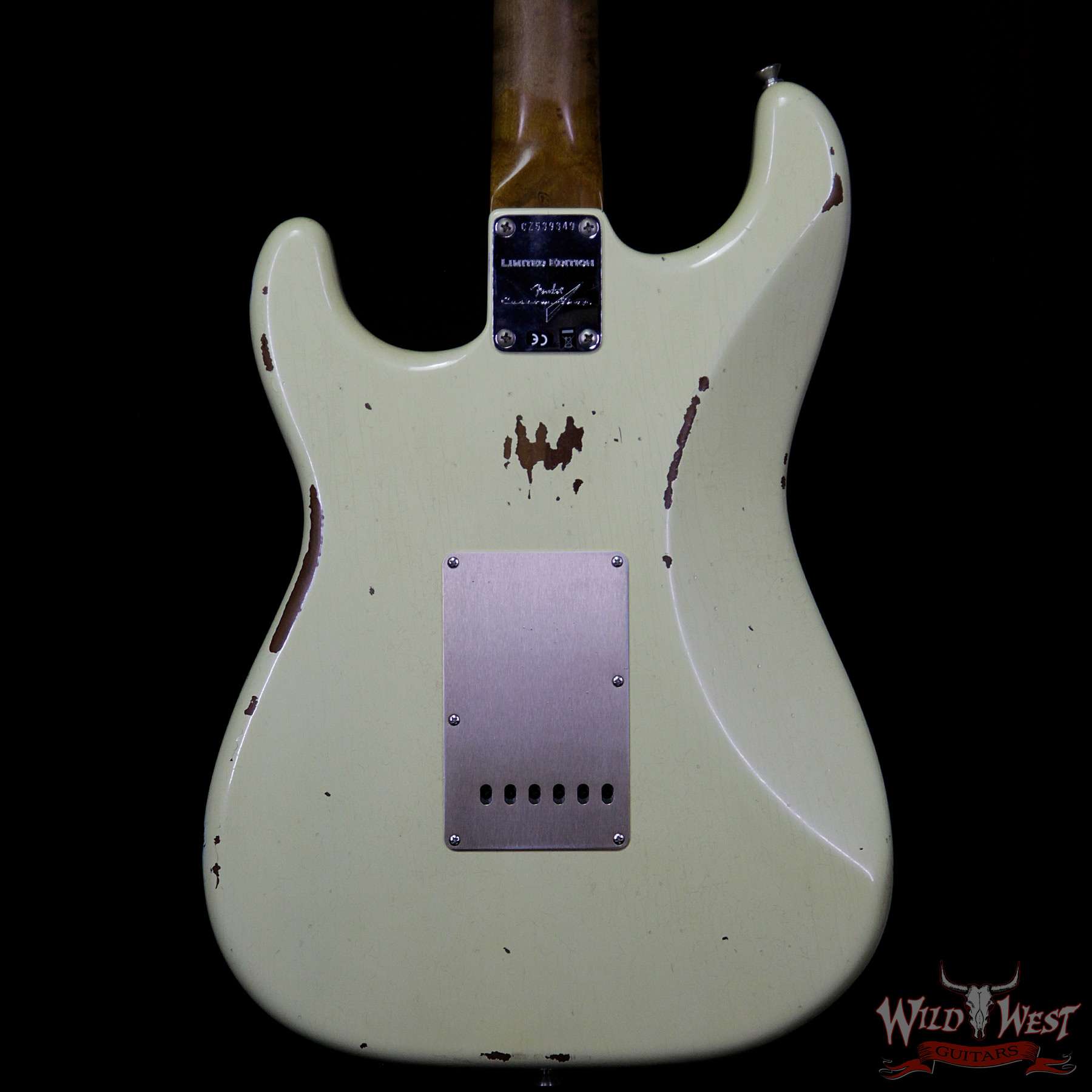 fendercs-1960rststrat-avw-cz539349-bb__wwg.jpg Fender Custom Shop Roasted 1960 Stratocaster Relic Birdseye Maple Neck AAA Rosewood Aged Vintage White - Image 6