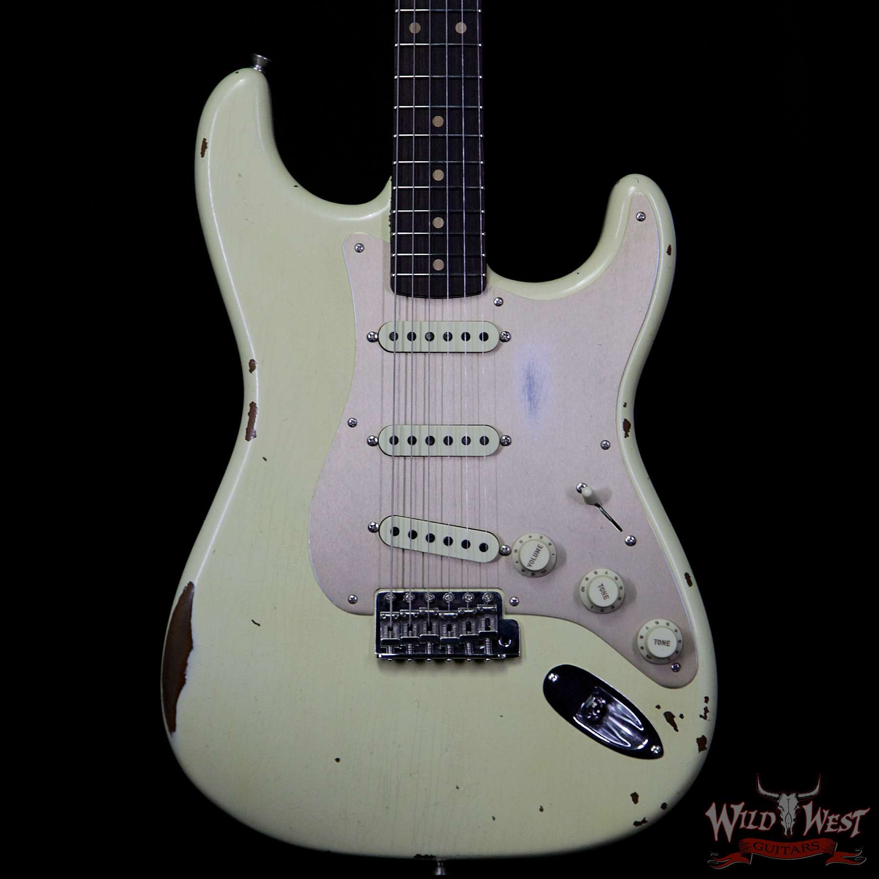 fendercs-1960rststrat-avw-cz539349-bf__wwg.jpg Fender Custom Shop Roasted 1960 Stratocaster Relic Birdseye Maple Neck AAA Rosewood Aged Vintage White - Image 3