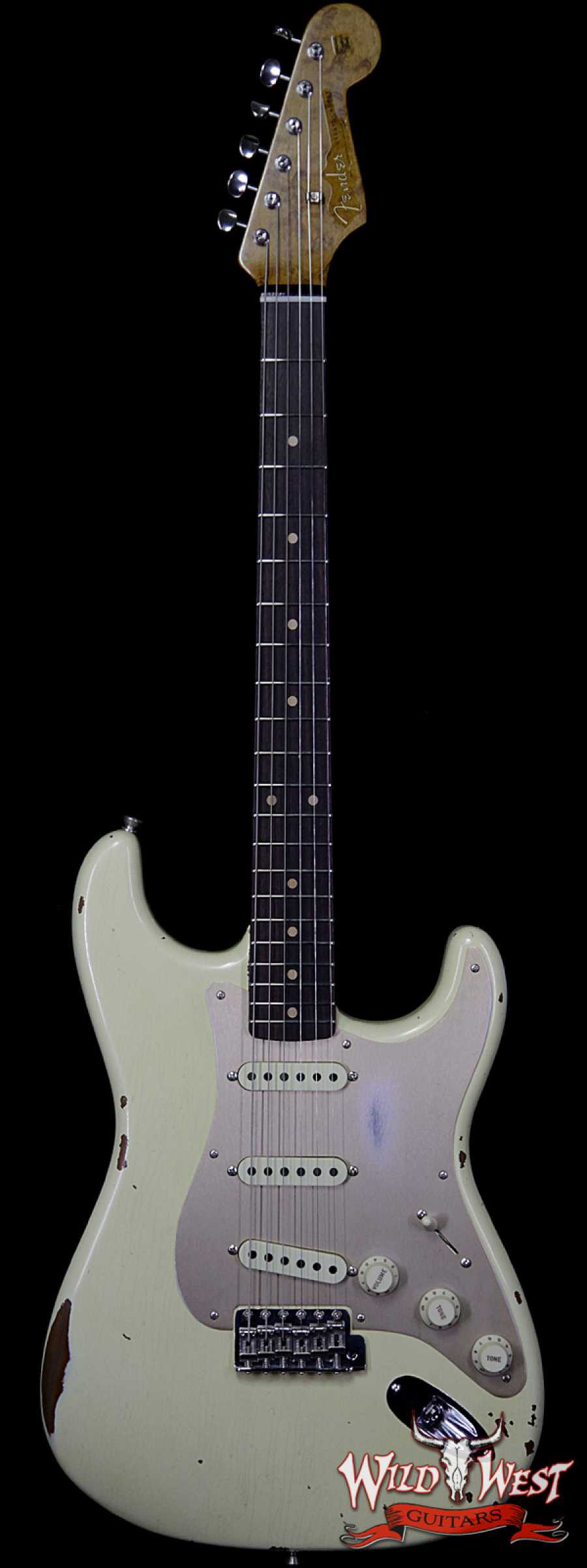 fendercs-1960rststrat-avw-cz539349-main__wwg_large.jpg Fender Custom Shop Roasted 1960 Stratocaster Relic Birdseye Maple Neck AAA Rosewood Aged Vintage White - Image 1