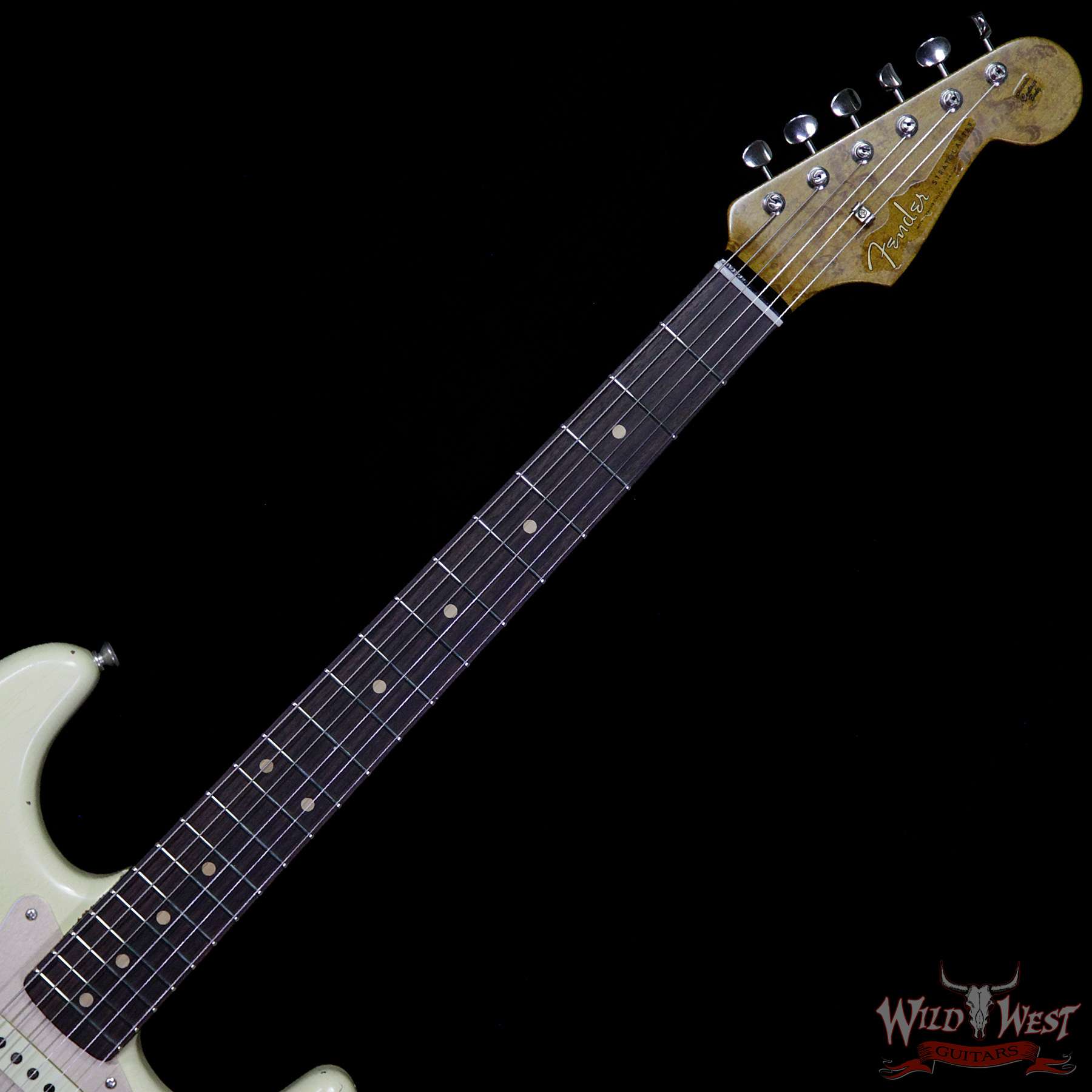fendercs-1960rststrat-avw-cz539349-nf__wwg.jpg Fender Custom Shop Roasted 1960 Stratocaster Relic Birdseye Maple Neck AAA Rosewood Aged Vintage White - Image 8
