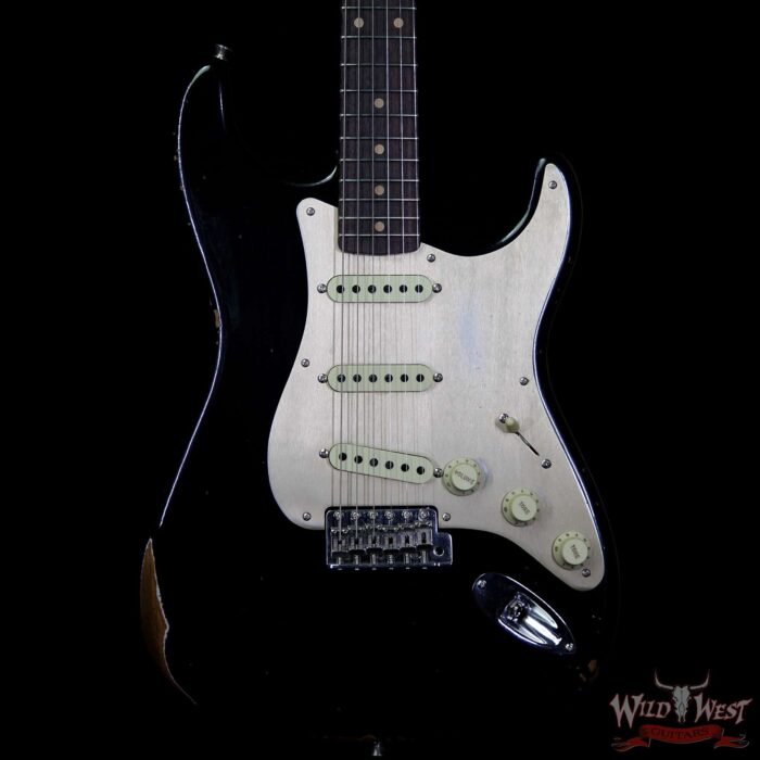 Fender Custom Shop 1960 Roasted Stratocaster Relic Birdseye Maple Neck AAA Rosewood Board Black - Image 3