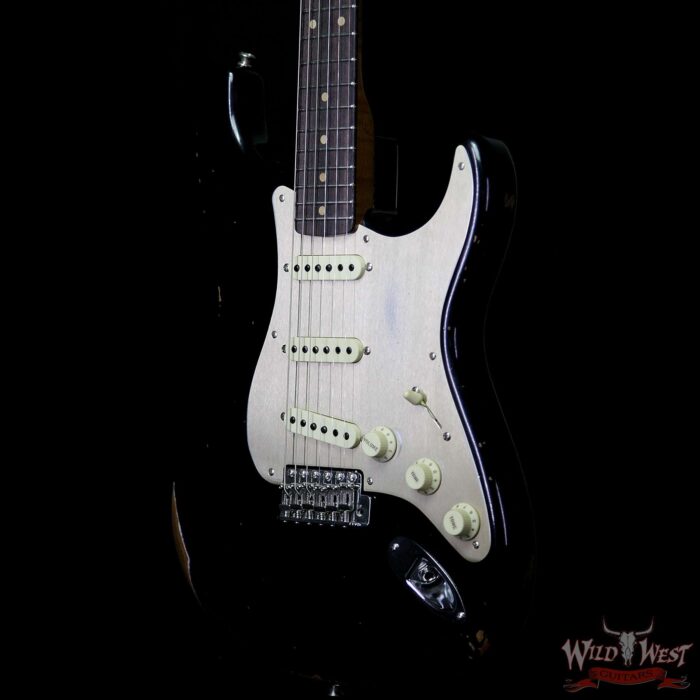 Fender Custom Shop 1960 Roasted Stratocaster Relic Birdseye Maple Neck AAA Rosewood Board Black - Image 2