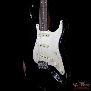 Fender Custom Shop Roasted 1960 Stratocaster Relic AAA Birdseye Maple Neck 3A Rosewood Slab Board Aged Black - Image 2