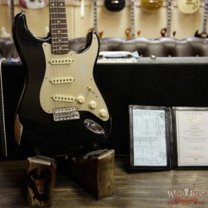 Fender Custom Shop Roasted 1960 Stratocaster Relic AAA Birdseye Maple Neck 3A Rosewood Slab Board Aged Black - Image 9