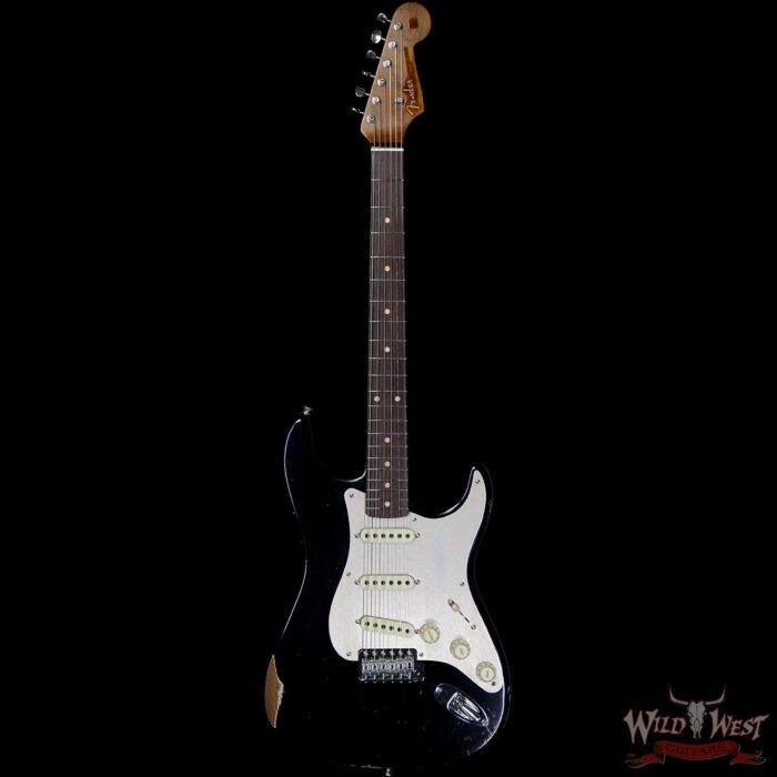 Fender Custom Shop Roasted 1960 Stratocaster Relic AAA Birdseye Maple Neck 3A Rosewood Slab Board Aged Black - Image 3