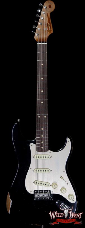 Fender Custom Shop Roasted 1960 Stratocaster Relic AAA Birdseye Maple Neck 3A Rosewood Slab Board Aged Black