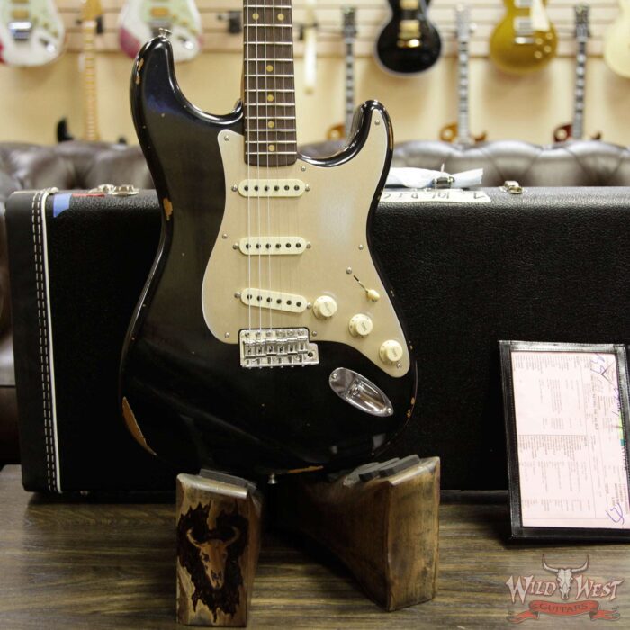 Fender Custom Shop Roasted 1960 Stratocaster Relic AAA Birdseye Neck 3A Rosewood Slab Board Black - Image 9