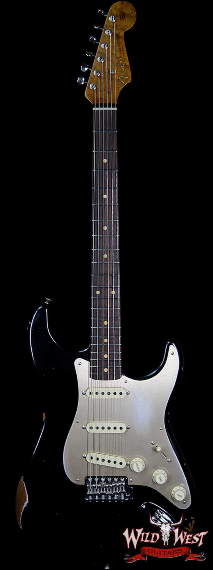 Fender Custom Shop 1960 Roasted Stratocaster Relic 3A Birdseye Maple Neck 3A Rosewood Slab Board Black - Image 1