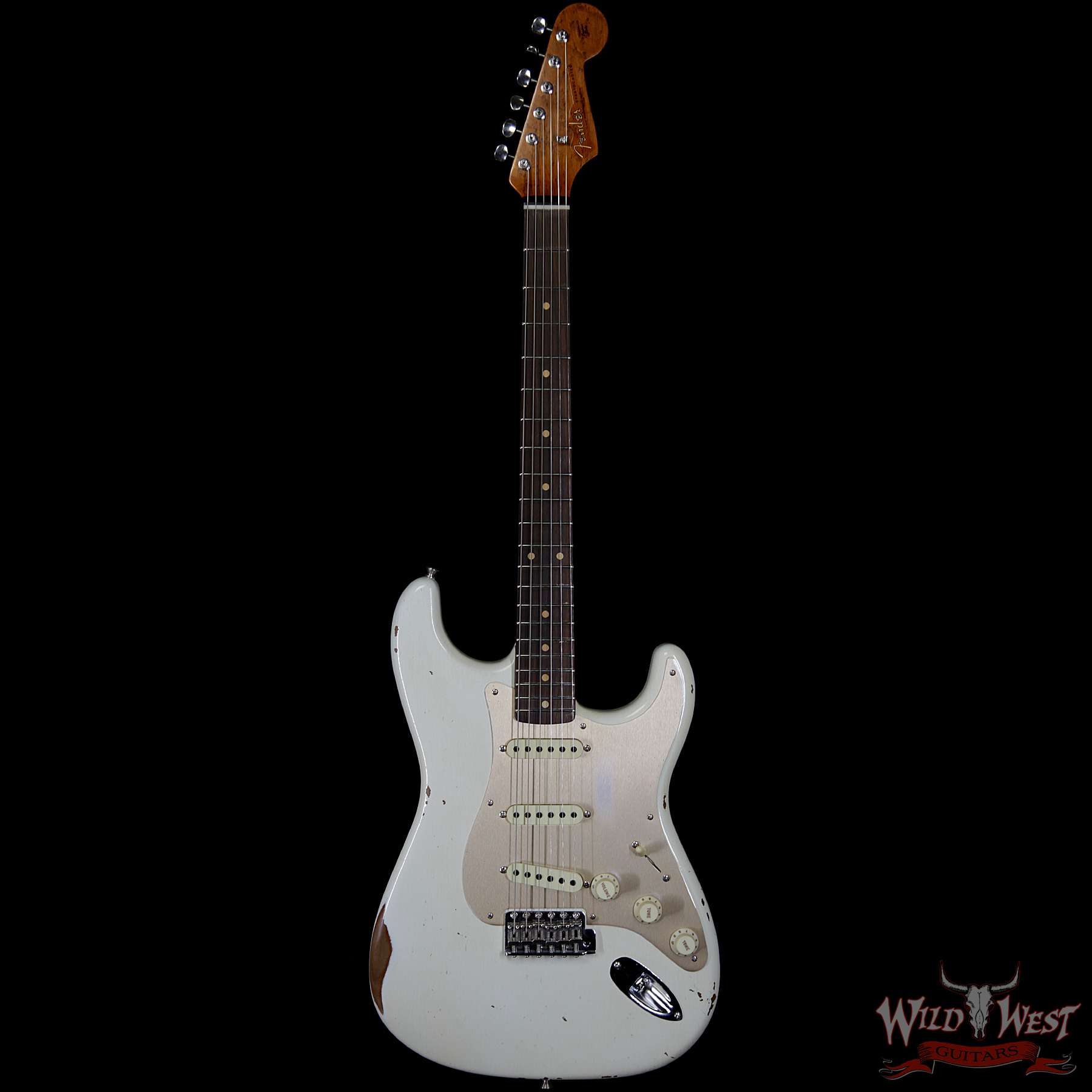 fendercs-1960rststrat-owt-cz539487-f__wwg.jpg Fender Custom Shop 1960 Roasted Stratocaster Relic 3A Birdseye Neck with 3A Rosewood Slab Board Olympic White - Image 3