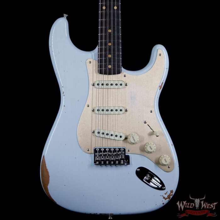 Fender Custom Shop 1960 Roasted Stratocaster Relic Birdseye Maple Neck Rosewood Fingerboard Sonic Blue - Image 3