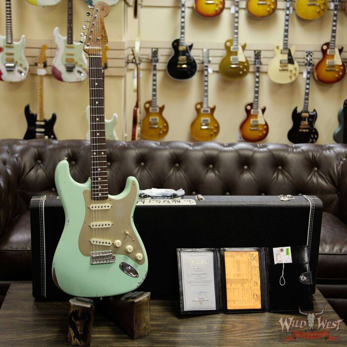 Fender Custom Shop Roasted 1960 Stratocaster Relic 3A Birdseye Maple Neck 3A Rosewood Board Aged Surf Green - Image 9