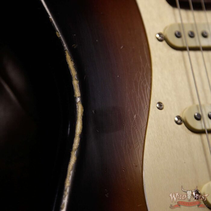 Fender Custom Shop Roasted 1960 Stratocaster Relic Birdseye Maple Neck AAA Rosewood Slab Board 3 Tone Sunburst - Image 11