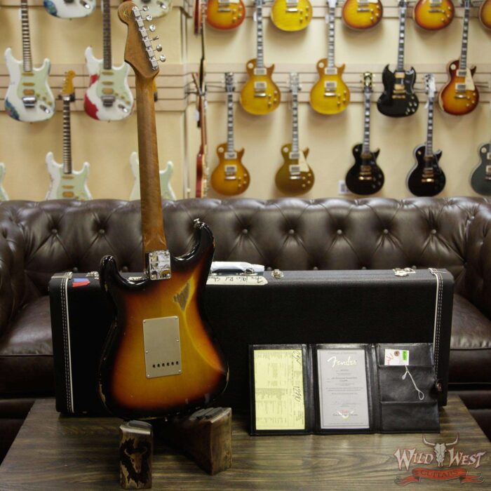 Fender Custom Shop Roasted 1960 Stratocaster Relic Birdseye Neck AAA Rosewood Slab Board 3 Tone Sunburst - Image 11