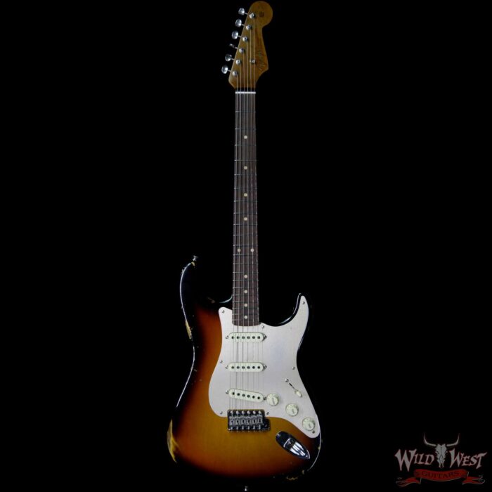 Fender Custom Shop Roasted 1960 Stratocaster Relic Birdseye Neck AAA Rosewood Slab Board 3 Tone Sunburst - Image 3