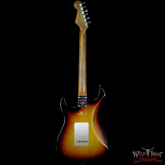 Fender Custom Shop 1960 Stratocaster Relic Roasted AAA Birdseye Neck Rosewood Board 3 Tone Sunburst - Image 5