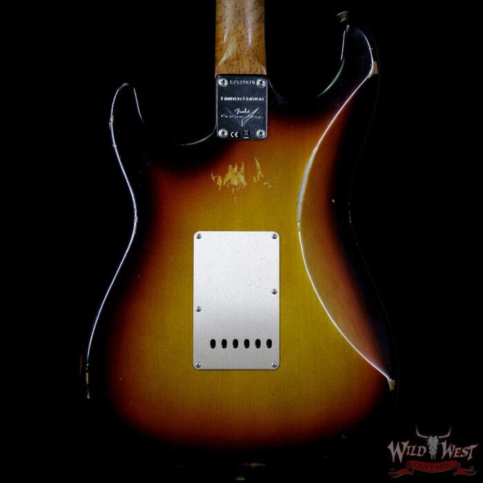 Fender Custom Shop 1960 Stratocaster Relic Roasted AAA Birdseye Neck Rosewood Board 3 Tone Sunburst - Image 6
