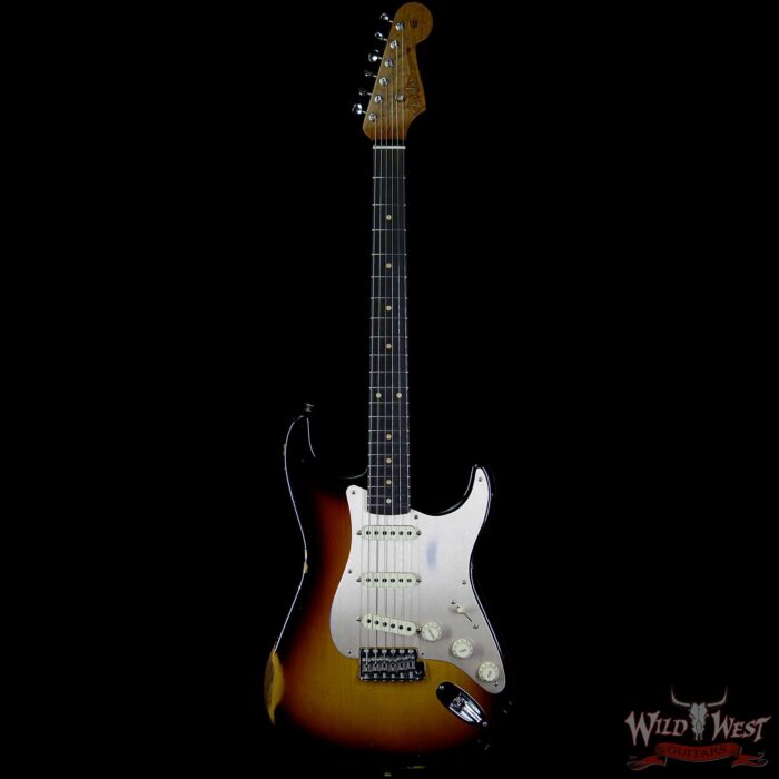 Fender Custom Shop 1960 Stratocaster Relic Roasted AAA Birdseye Neck Rosewood Board 3 Tone Sunburst - Image 4