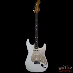 Fender Custom Shop Roasted 1960 Stratocaster Relic 3A Birdseye Maple Neck 3A Rosewood Board Aged Olympic White - Image 4