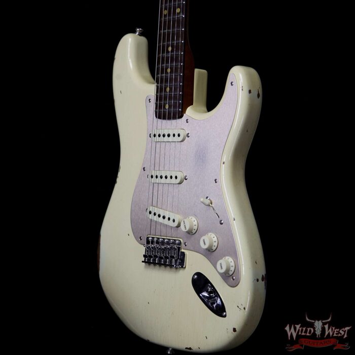 Fender Custom Shop Roasted 1960 Stratocaster Relic AAA Birdseye Maple Neck 3A Rosewood Slab Board Vintage White - Image 2