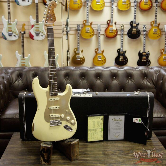 Fender Custom Shop Roasted 1960 Stratocaster Relic AAA Birdseye Maple Neck 3A Rosewood Slab Board Vintage White - Image 9