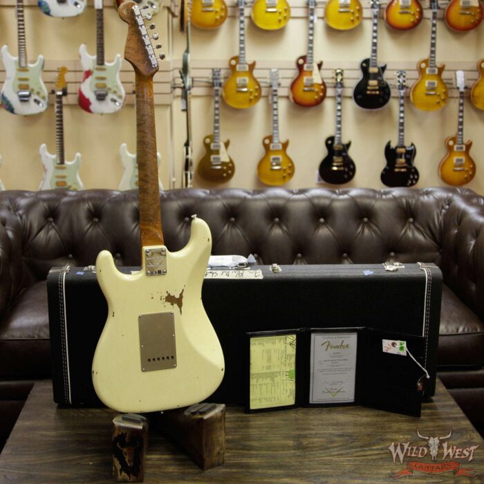 Fender Custom Shop Roasted 1960 Stratocaster Relic AAA Birdseye Maple Neck 3A Rosewood Slab Board Vintage White - Image 11
