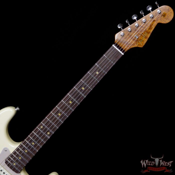 Fender Custom Shop Roasted 1960 Stratocaster Relic AAA Birdseye Maple Neck 3A Rosewood Slab Board Vintage White - Image 6